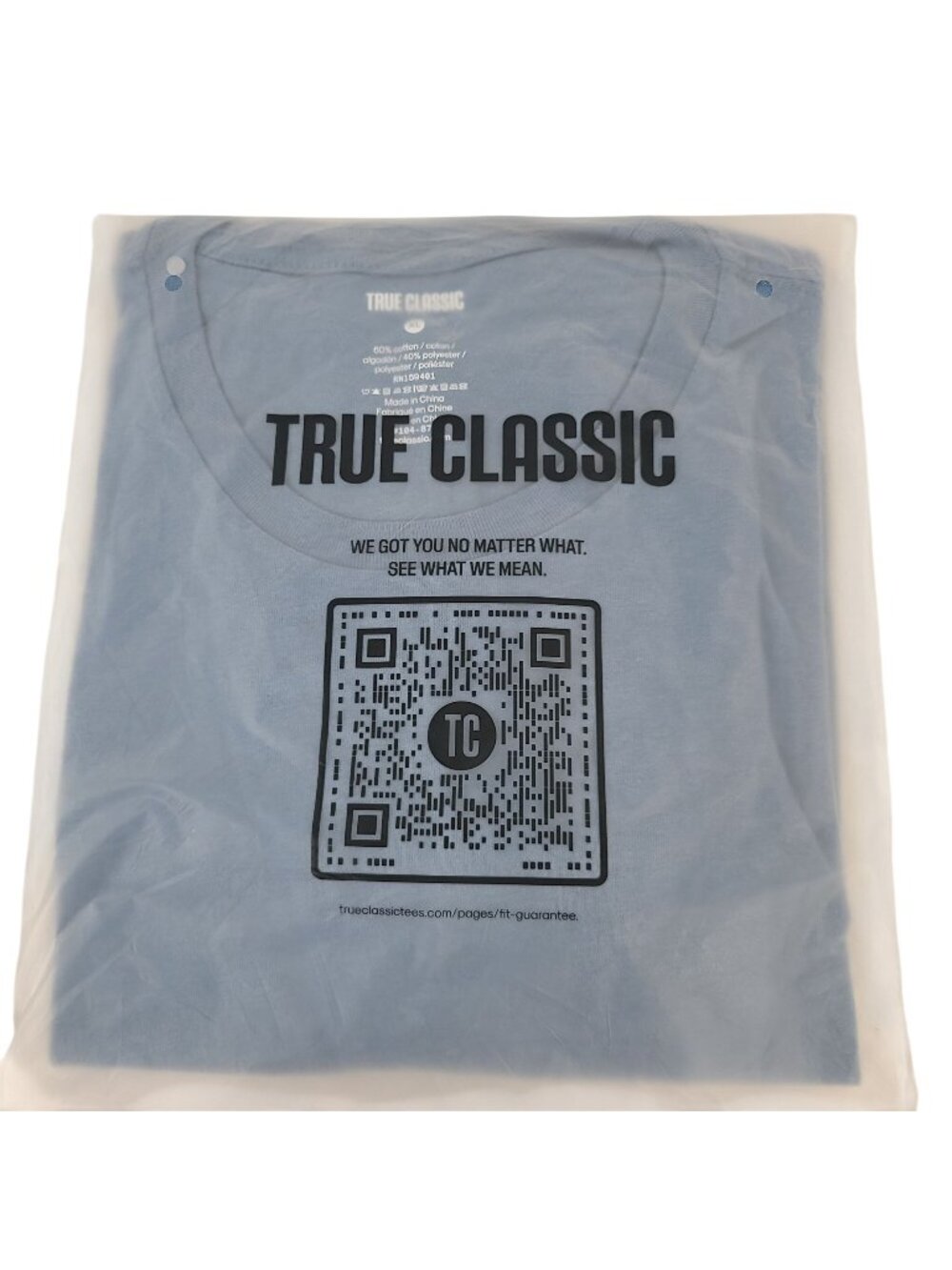NEW True Classic Blue Crew Neck T-Shirt Sz XL 60% Cotton 40% Polyester